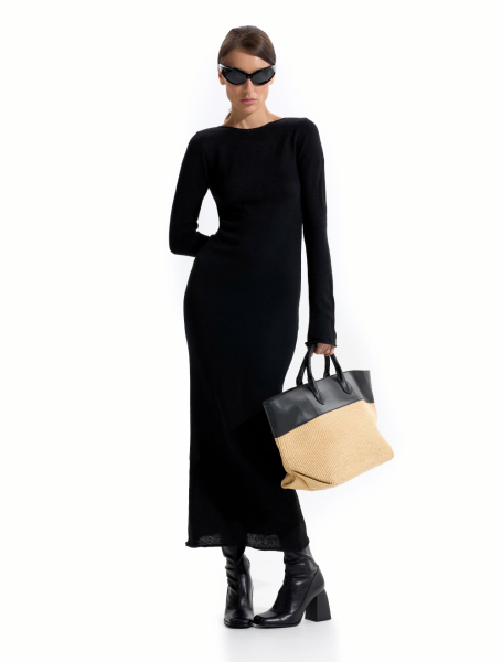 Вязанное платье макси ANOTHER SELECT, цвет: Черный, 00069 купить онлайн