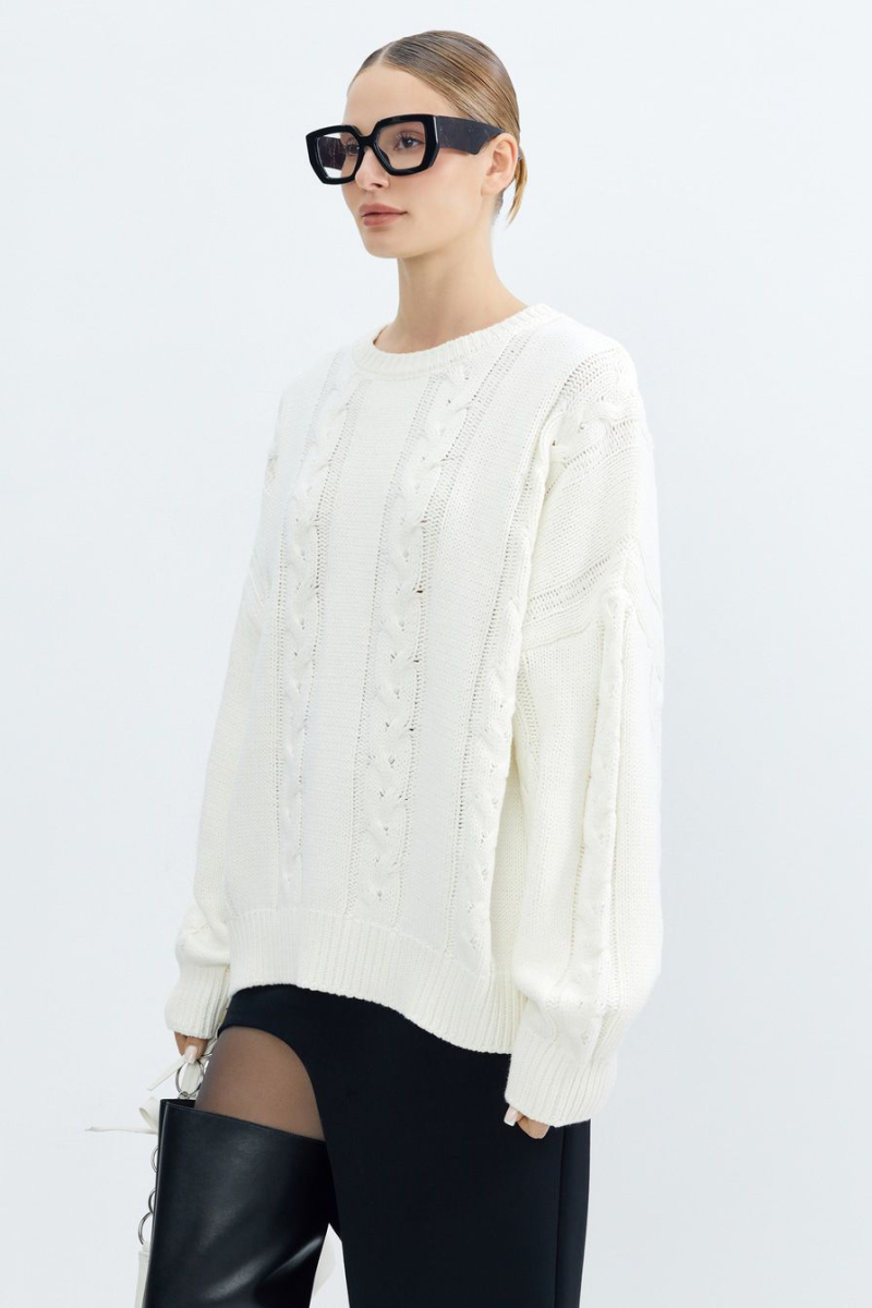 Джемпер из смесового хлопка TOPTOP, цвет: молочный, TT.050.15659.120 купить онлайн