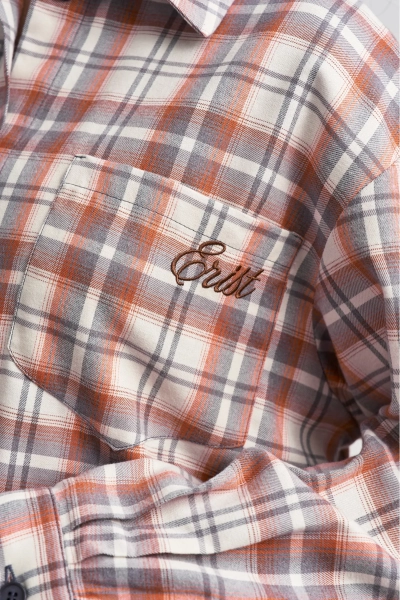 Рубашка в клетку с карманом Erist store, цвет: оранжевый, НФ-00003255 купить онлайн