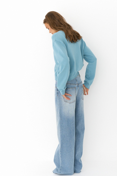 Свитер из хлопка Ricoco, цвет: Лазурный, 6088/3 купить онлайн