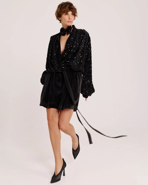 Блуза из пайеток BLACK Anmuse, цвет: Черный, BL25W217-BLC купить онлайн