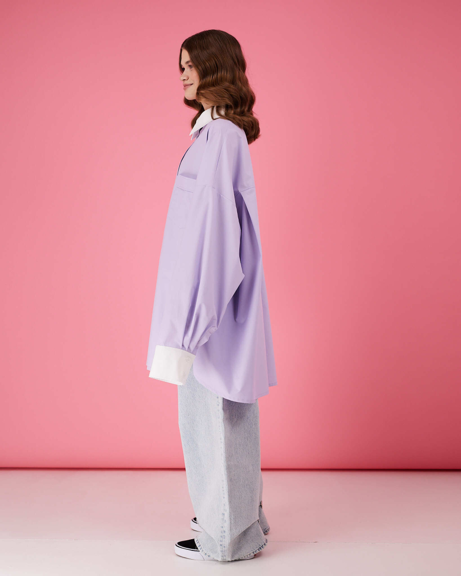 Рубашка макси оверсайз #22 TABOO, цвет: лаванда, Rub22 купить онлайн