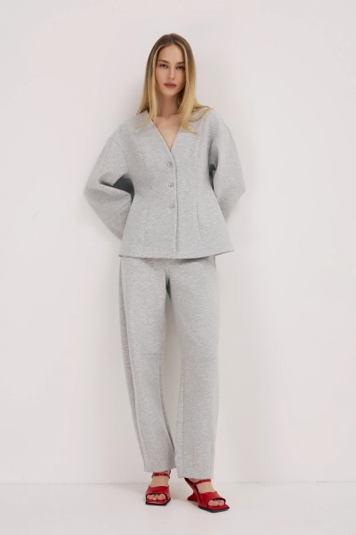 Брюки из трикотажного модала Ricoco, цвет: серый меланж,  купить онлайн