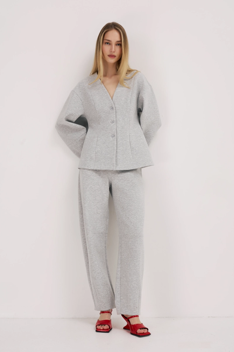 Жакет из трикотажного модала Ricoco, цвет: серый меланж,  купить онлайн