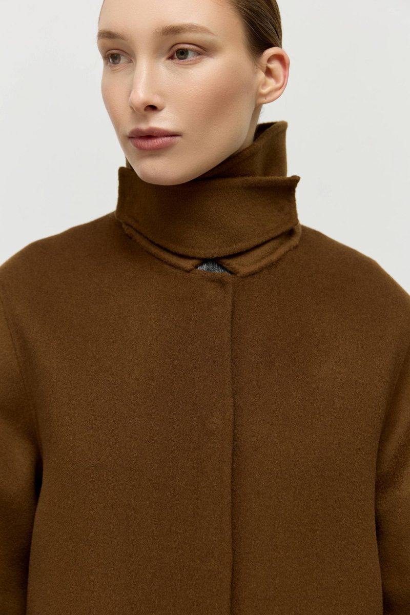 Пальто из шерсти мериноса AROUND, цвет: коричневый, 210_72M48 купить онлайн