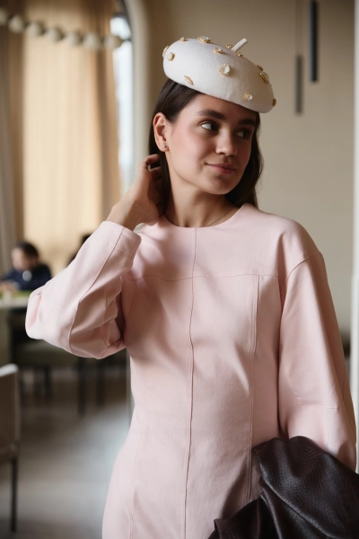 Платье с О-образной линией плеча из мягкого денима Ricoco, цвет: розовый, 7077/1 купить онлайн