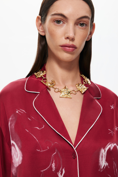 Блузка пижамная с принтом DREAMS BY ALENA AKHMADULLINA, цвет: красный,  купить онлайн