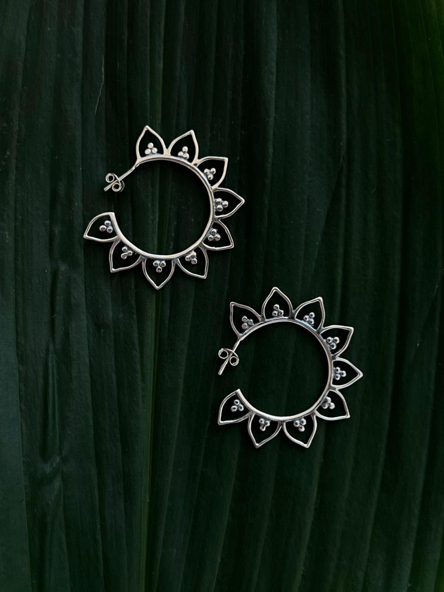 Серьги лотос Nur Silver, цвет: серебро,  купить онлайн