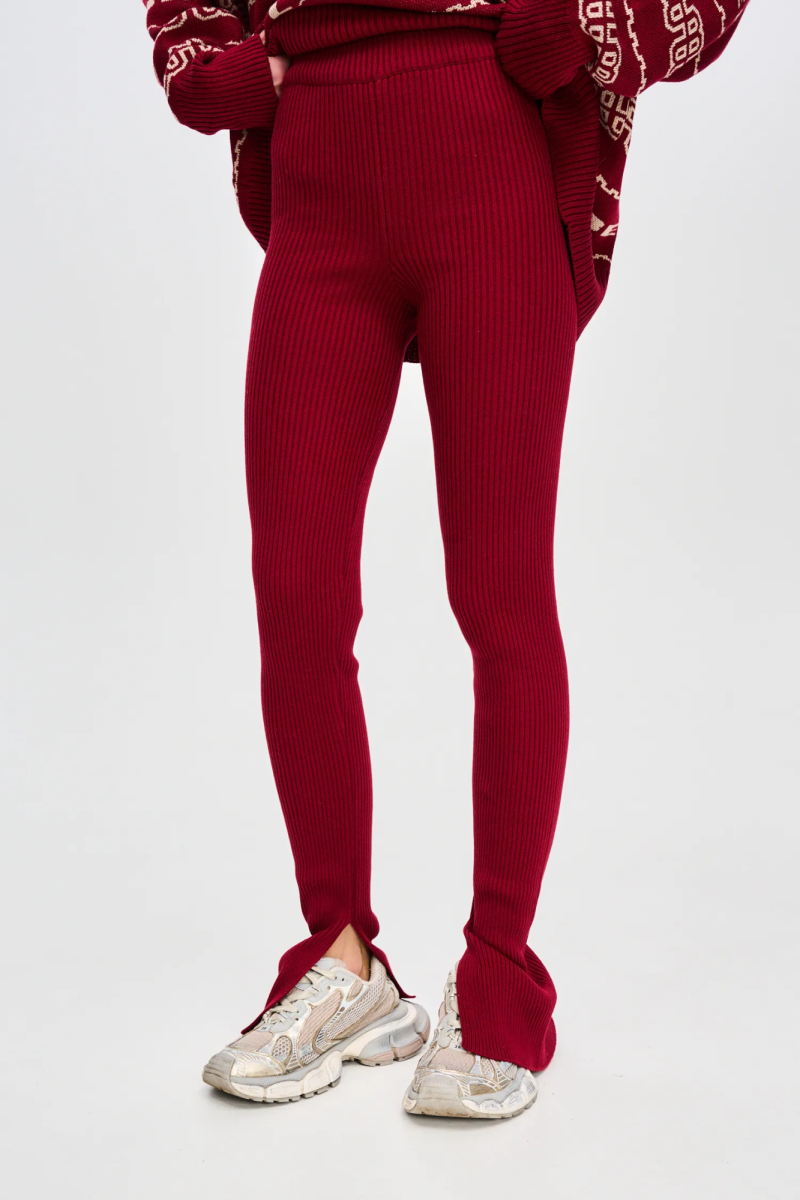 Брюки узкие вязаные с разрезами F/W 24/25 Label .B, цвет: burgundy Kn.17.3.3441.1124BRG |новая коллекция купить онлайн