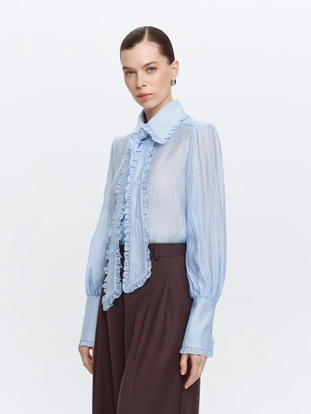 Полупрозрачная блуза ANNA PEKUN, цвет: голубой,  купить онлайн