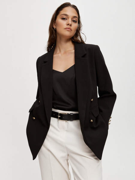 Жакет двубортный укороченный 4forms, цвет: Черный, 63742 купить онлайн