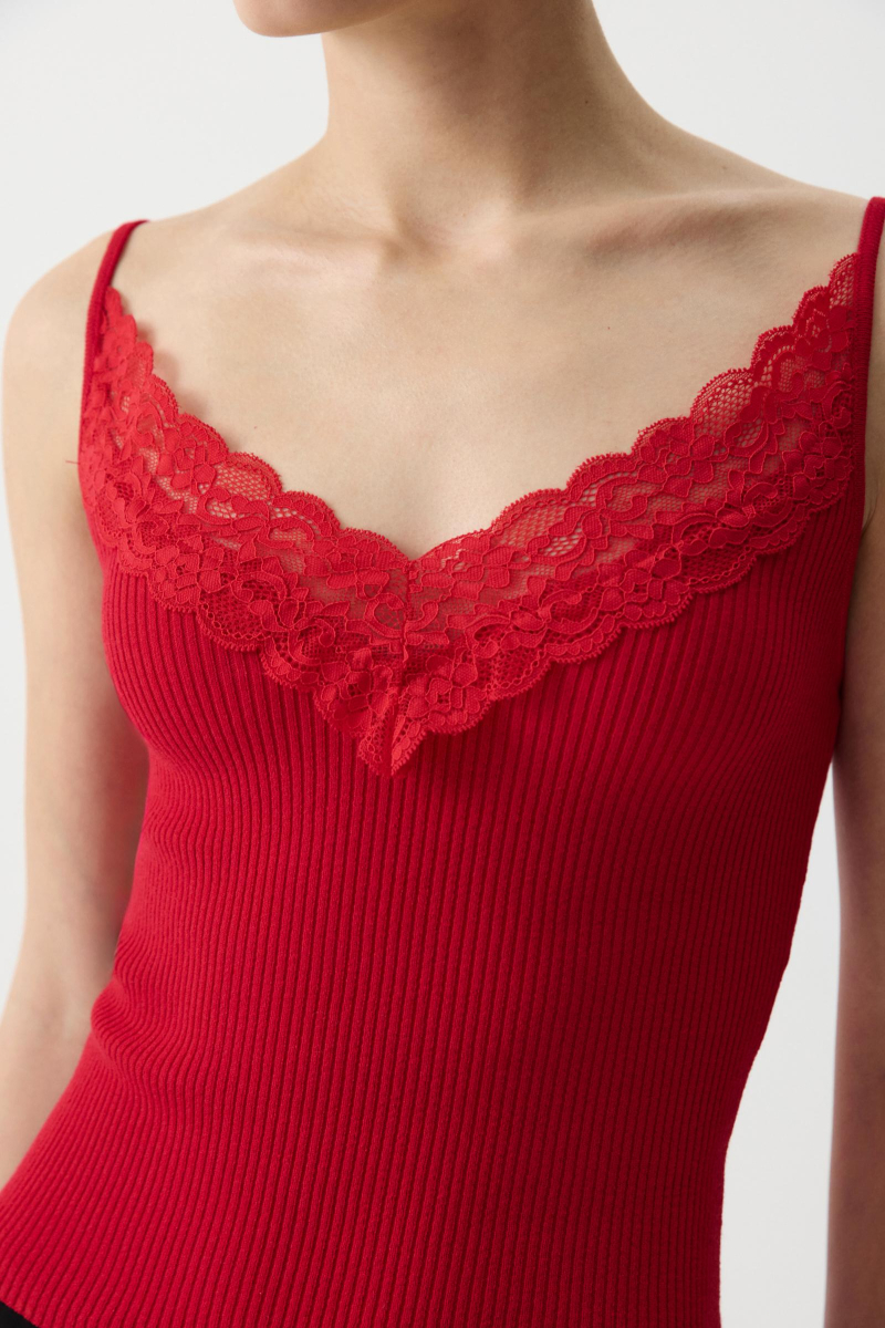 Топ вязаный с кружевом Charmstore, цвет: красный, 309-52373-440 купить онлайн