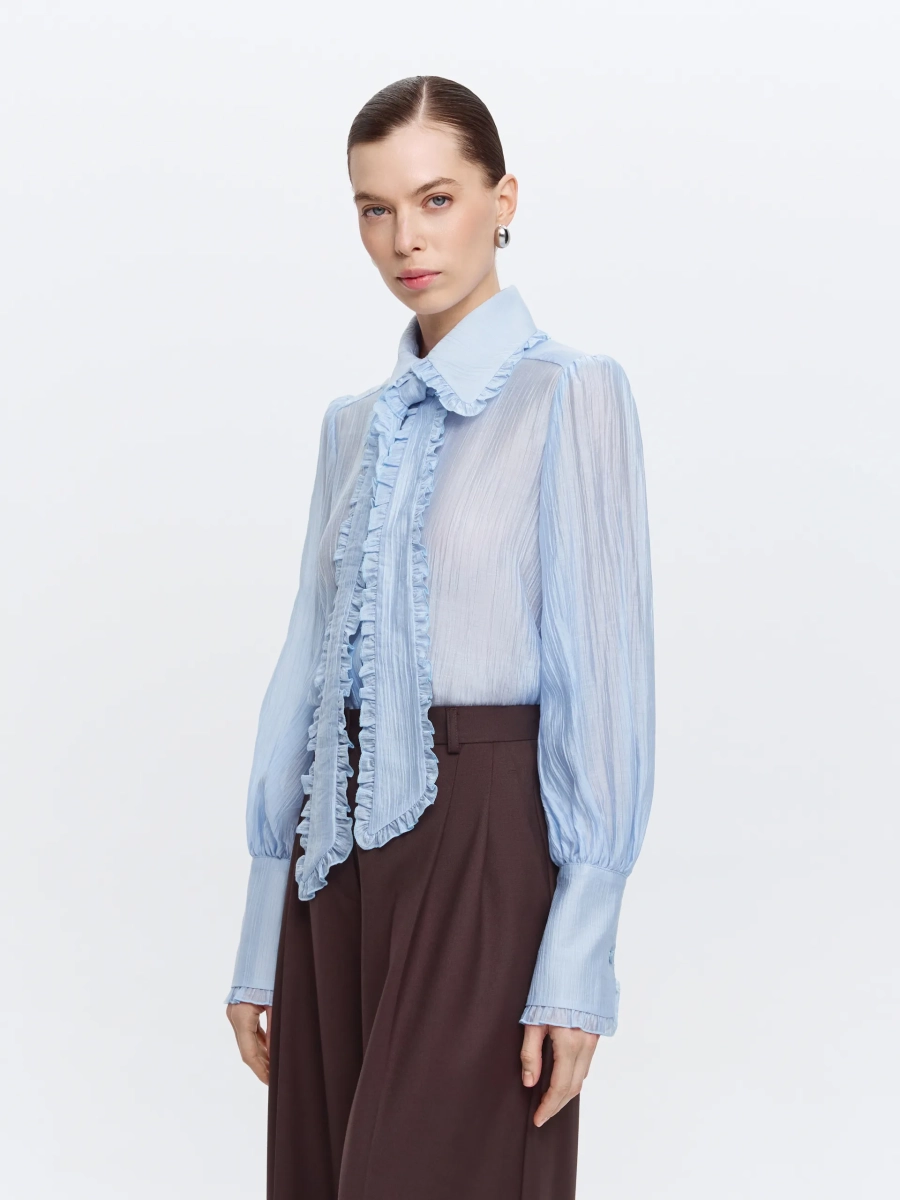 Полупрозрачная блуза ANNA PEKUN, цвет: голубой,  купить онлайн