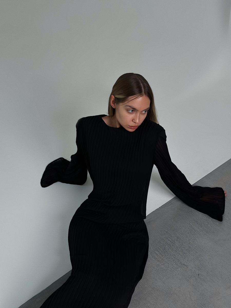 Платье плиссе GARCHIT, цвет: Черный,  купить онлайн