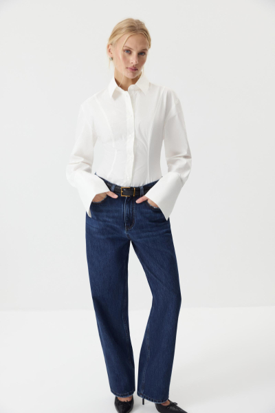 Рубашка приталенная из хлопка Charmstore, цвет: молочный, 112-45546-111 купить онлайн