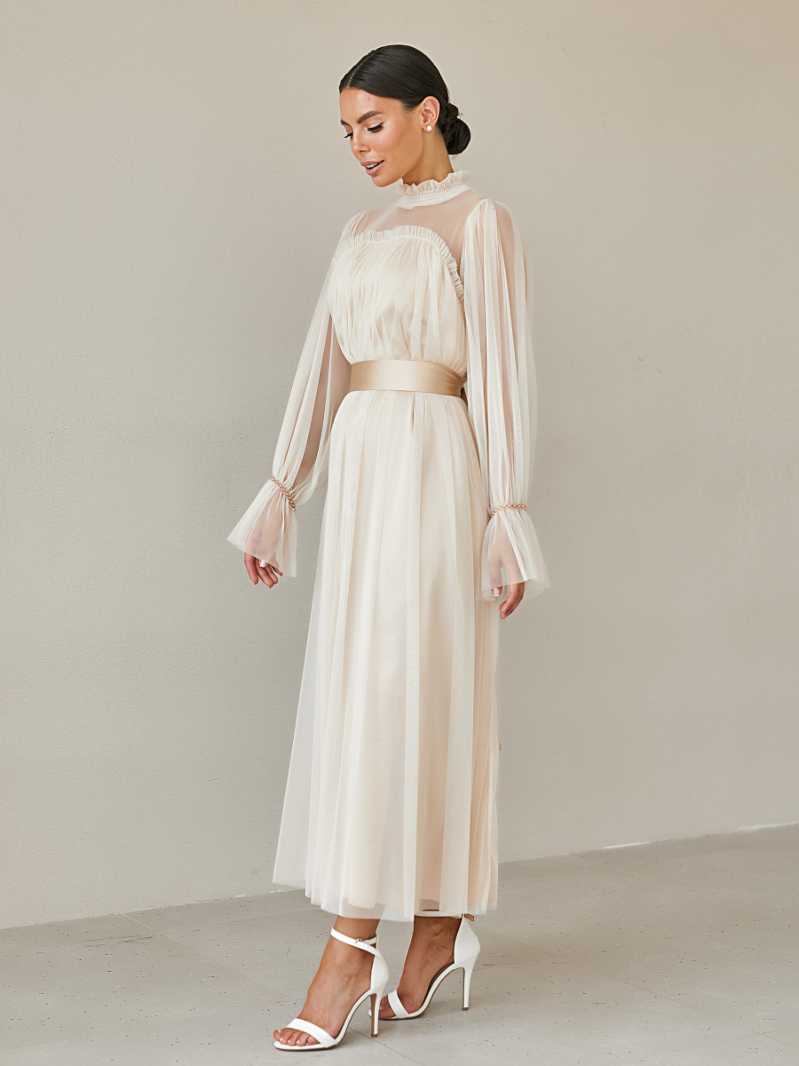 Платье воздушное из сетки I.B.W., цвет: сетка стрейч, молочный, ED032 купить онлайн