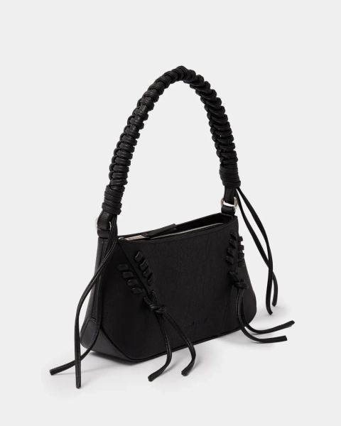 Сумка с декоративной шнуровкой Arny Praht, цвет: мятый черный  купить онлайн
