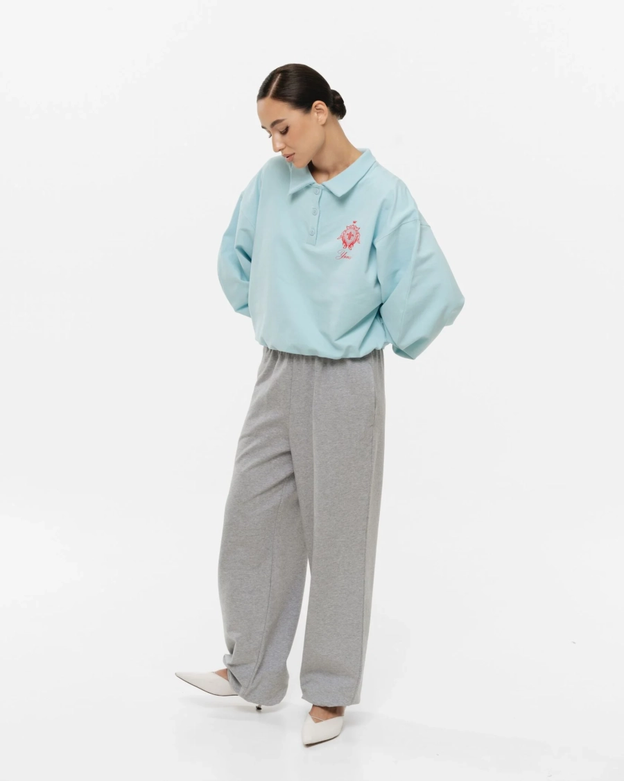 Свитшот-поло YONSRU, цвет: голубой,  купить онлайн