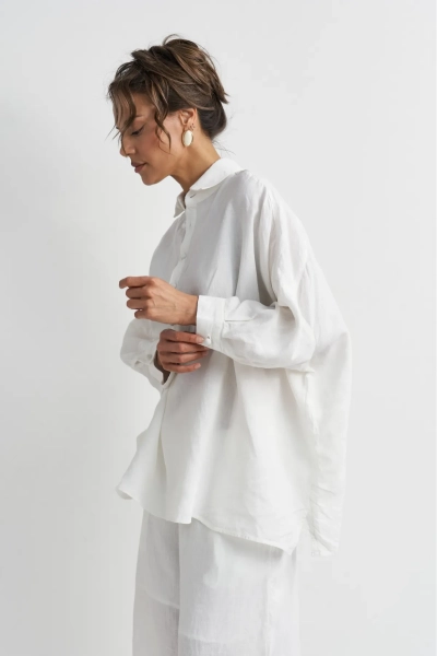 Рубашка из льна рукав 3/4 Erist store, цвет: белый, НФ-00003884 купить онлайн