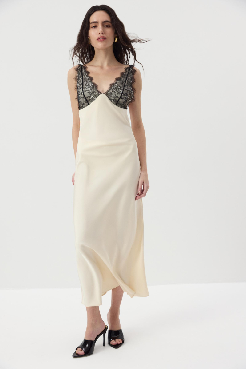 Платье из сатина с кружевом