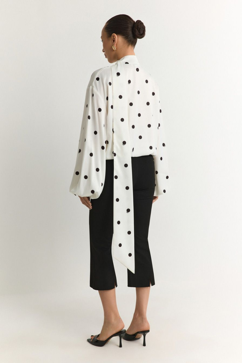 Блуза с принтом «горох» TOPTOP, цвет: молочный с принтом, TT.020.18396.121 купить онлайн