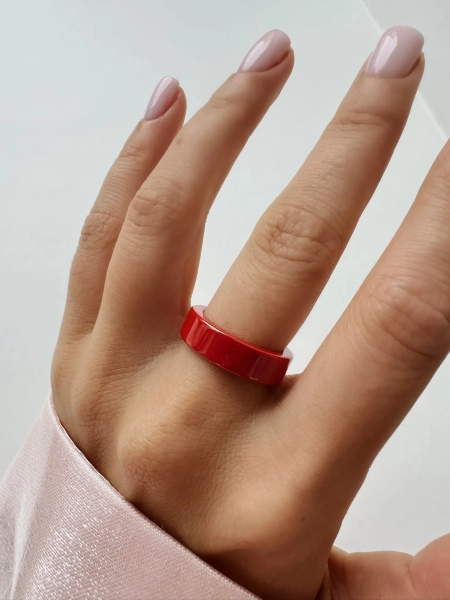 Керамическое кольцо "Dark red" SBLESKOM, цвет: серебро, 12102 купить онлайн