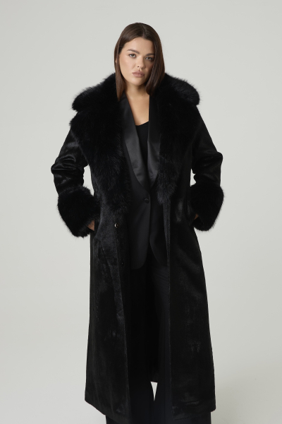 Пальто однобортное с отделкой мехом 4forms, цвет: Черный, 65459 купить онлайн