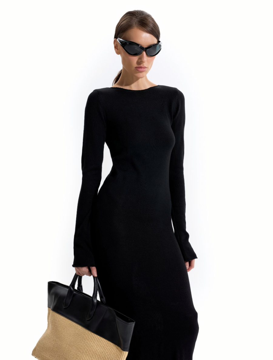 Вязанное платье макси ANOTHER SELECT, цвет: Черный, 00069 купить онлайн