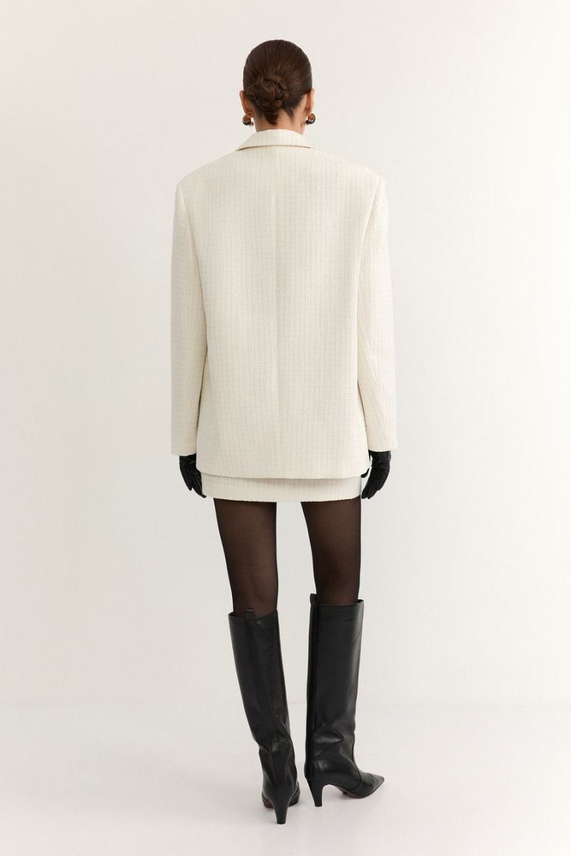 Твидовый жакет TOPTOP, цвет: молочный, TTS.060.19278.120 купить онлайн