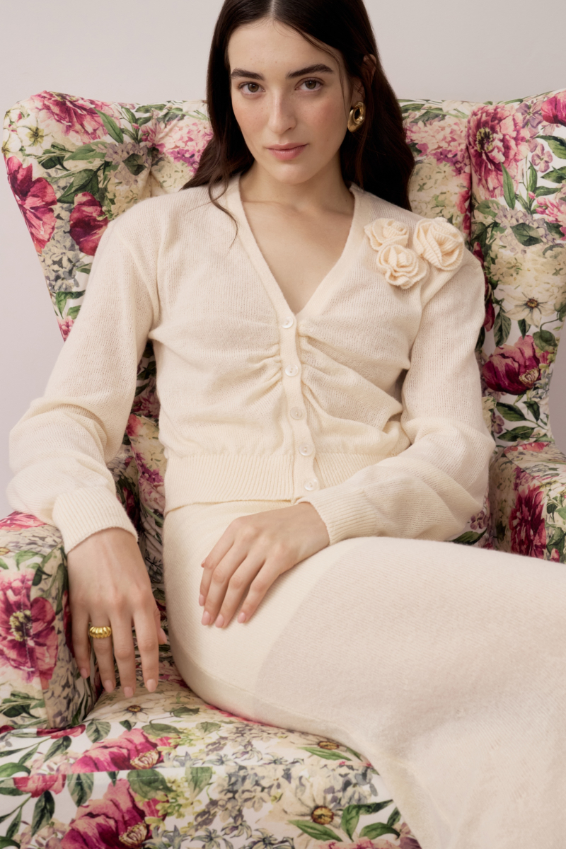 Кардиган с декоративной сборкой Charmstore, цвет: кремовый, 305-42385-112 купить онлайн