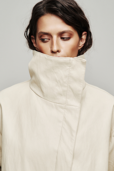 Куртка с высоким горлом из экокожи Label .B, цвет: молочный, Jc.53.5.CH.WH купить онлайн