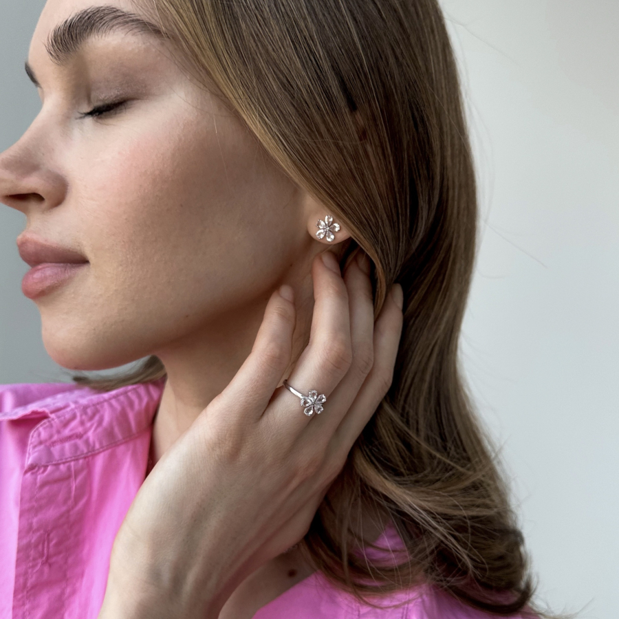 Кольцо Цветок с горным хрусталем The Reason, цвет: серебро, клц цвет хру купить онлайн