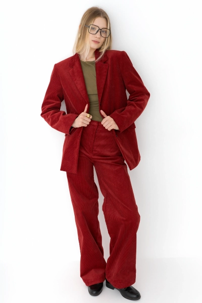 Жакет из вельвета однобортный Ricoco, цвет: зимний ягодный, 4069/3 купить онлайн