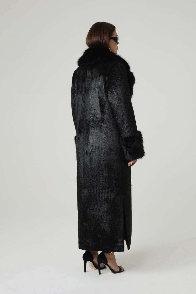 Пальто однобортное с отделкой мехом 4forms, цвет: Черный, 65459 купить онлайн