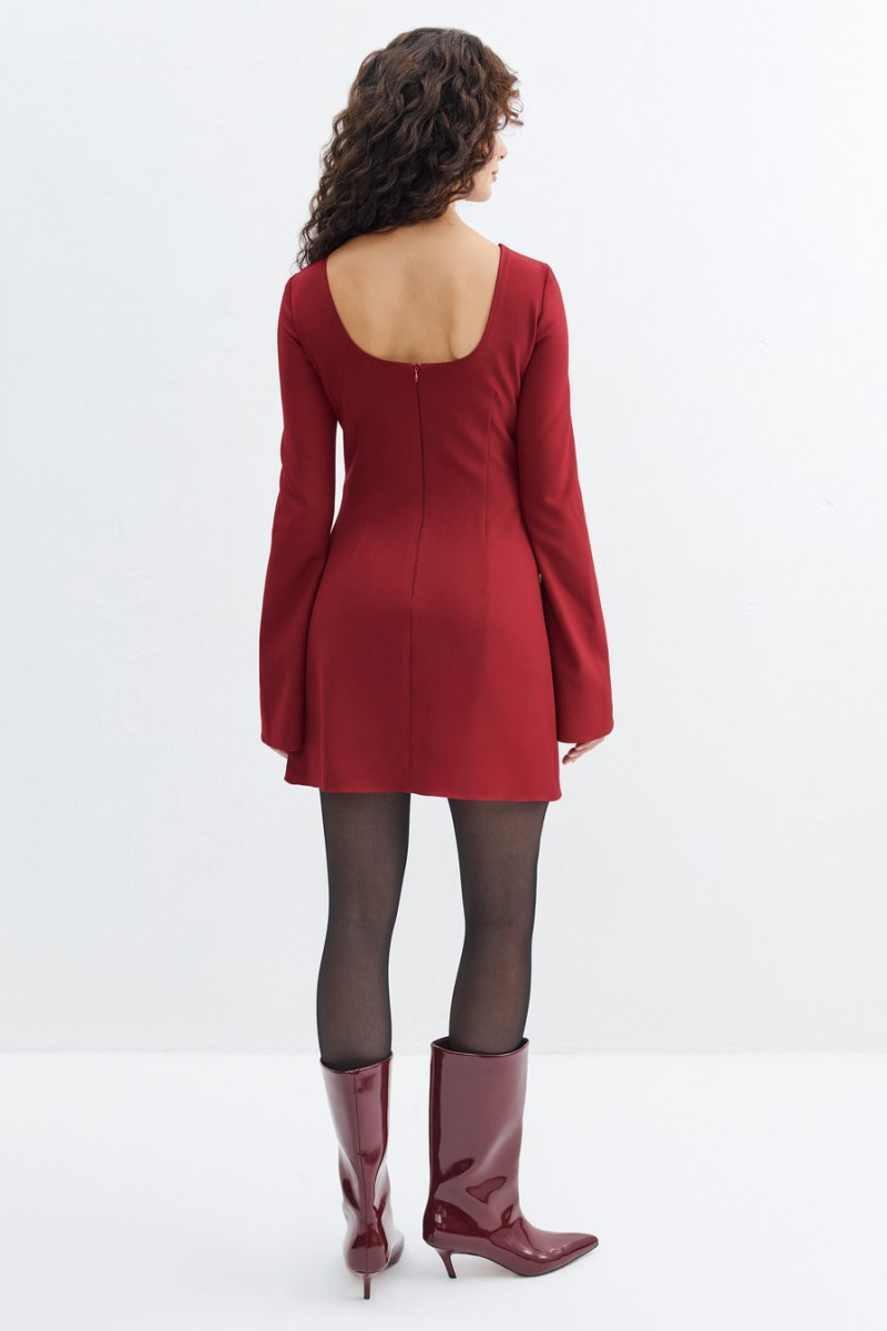 Платье с декоративными клапанами TOPTOP, цвет: красный, TT.010.16946.320.03891 купить онлайн