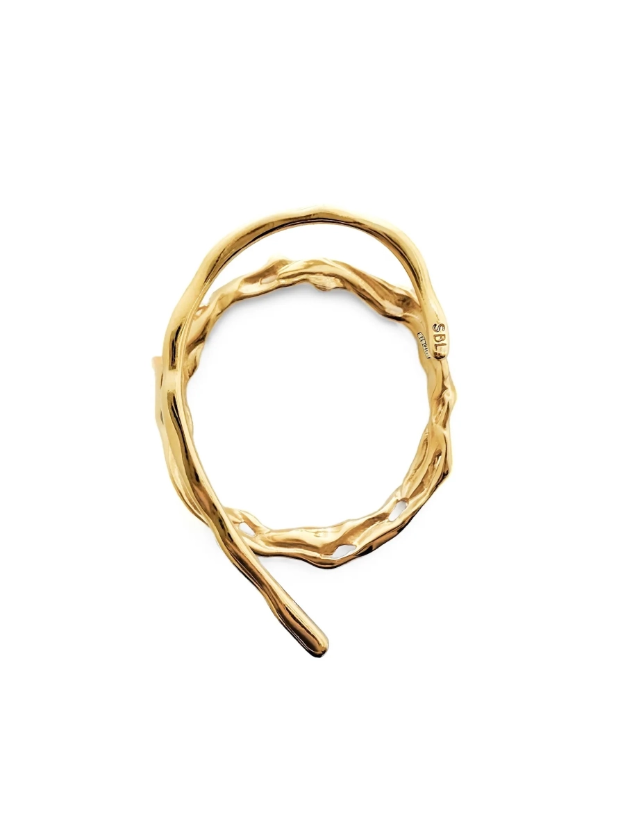 Серебряная серьга-кафф корни «Васюганские болота» SBLESKOM, цвет: позолота, 22159 купить онлайн