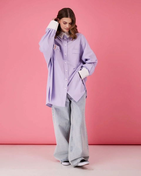 Рубашка макси оверсайз #22 TABOO, цвет: лаванда, Rub22 купить онлайн
