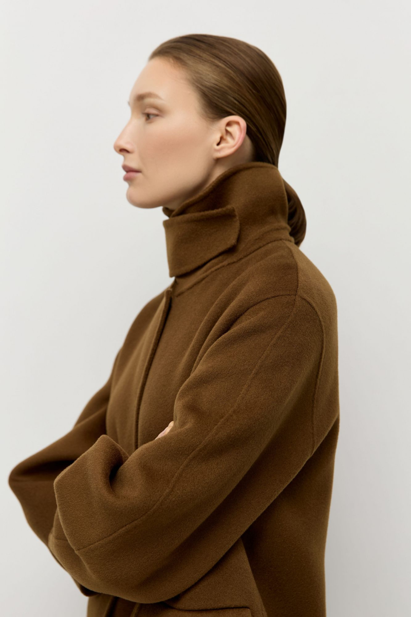 Пальто из шерсти мериноса AROUND, цвет: коричневый, 210_72M48 купить онлайн