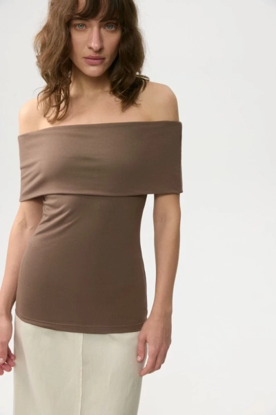 Топ с открытыми плечами Daisyknit, цвет: Кофейный,  купить онлайн