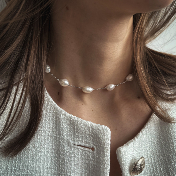 Чокер с жемчугом макси The Reason, цвет: серебро, чок жем макси купить онлайн