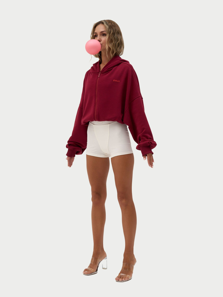 Crop Худи утепленное с кулиской ONSI, цвет: dark red,  купить онлайн
