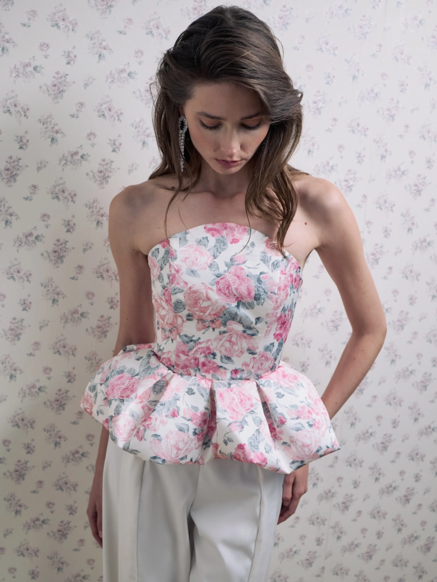 Топ-корсет цветочный принт Shtripling, цвет: белый, SHTOP004WHT купить онлайн