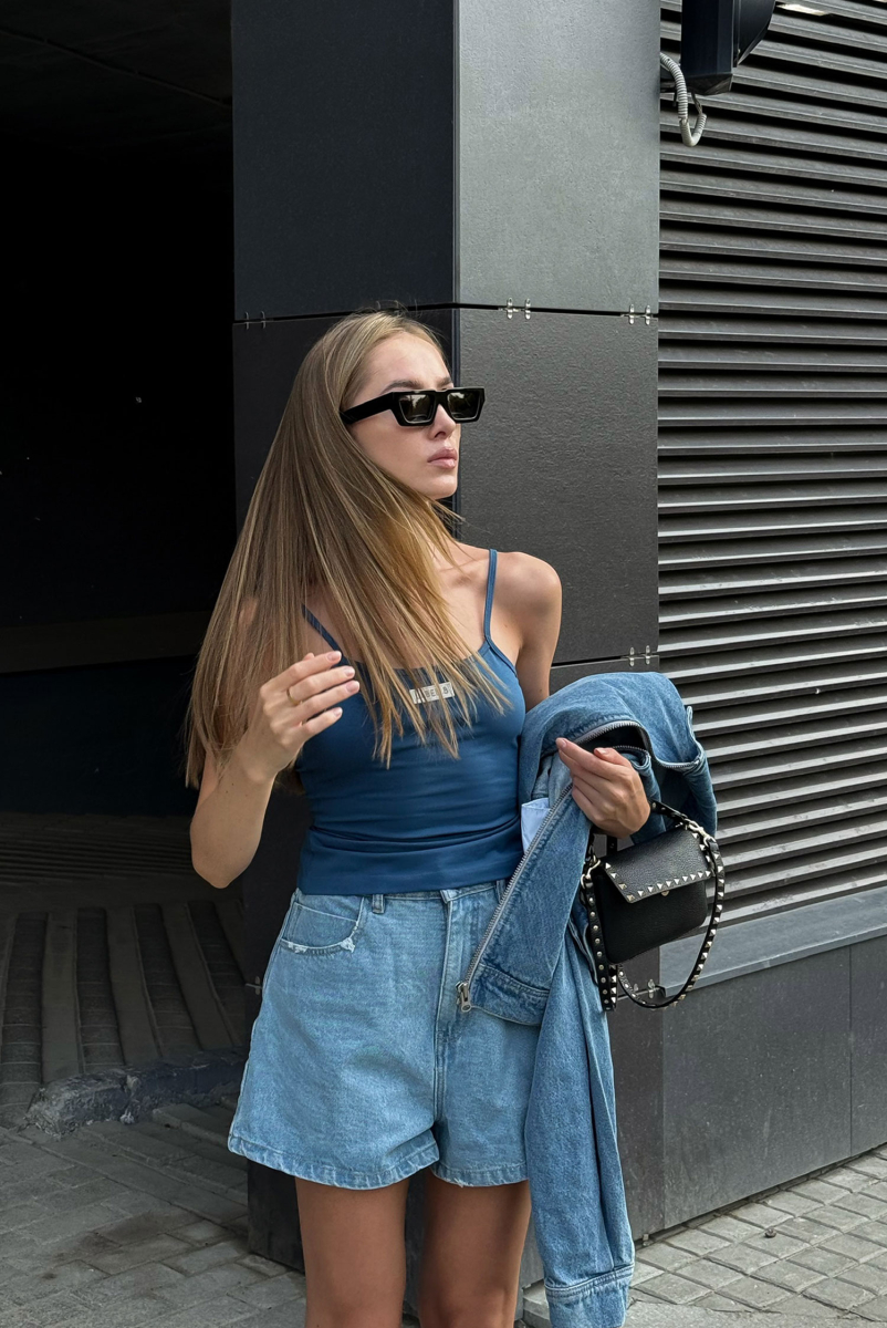 Майка на бретелях BLUE Label .B, цвет: blue Tp.05.1.4104BL |новая коллекция купить онлайн