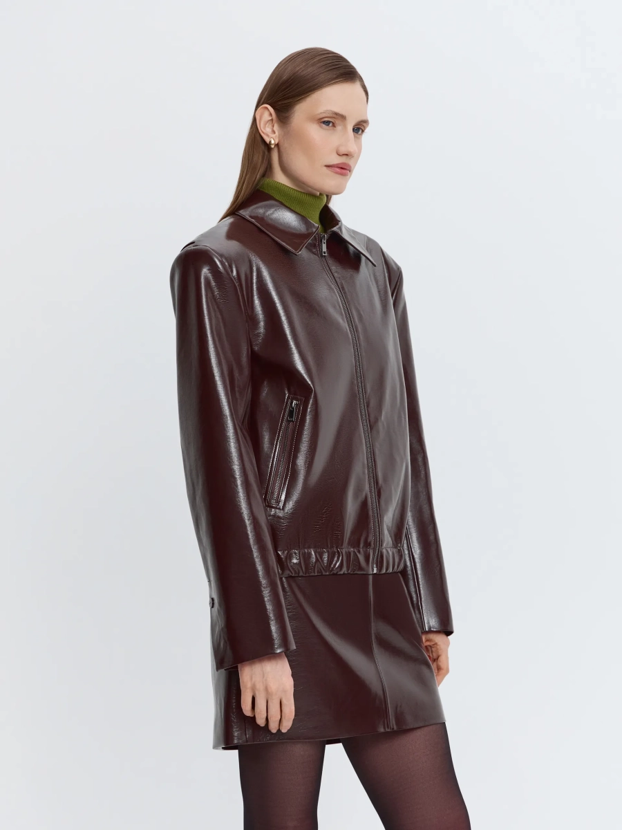 Бомбер из премиальной экокожи ANNA PEKUN, цвет: коричневый, 47.2336.700 купить онлайн