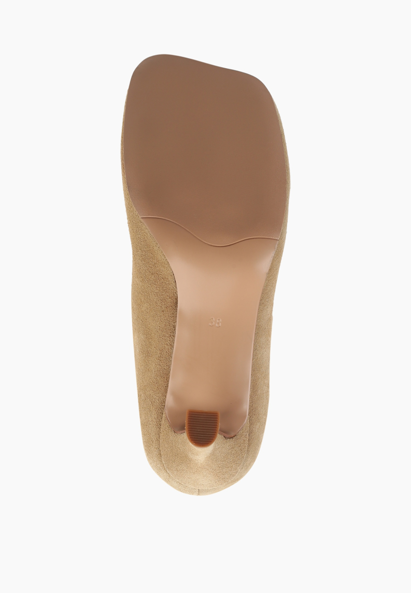 Сапоги с квадратным мысом из натуральной замши SBALO, цвет: бежевый SXL3 купить онлайн