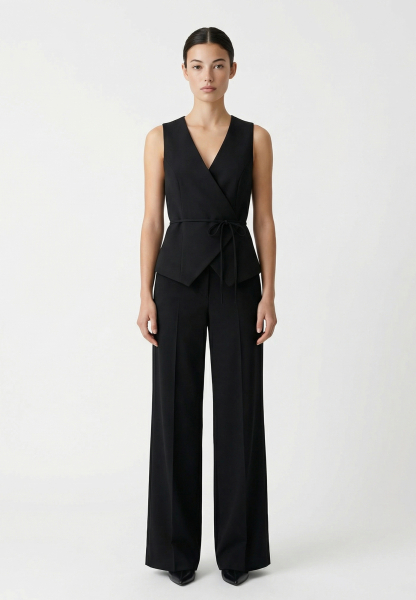 Жилет на запах из костюмной ткани REFERT, цвет: Черный, 05-4144/1-2511 купить онлайн