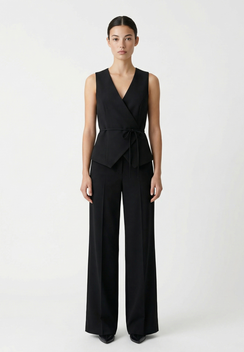 Жилет на запах из костюмной ткани REFERT, цвет: Черный, 05-4144/1-2511 купить онлайн