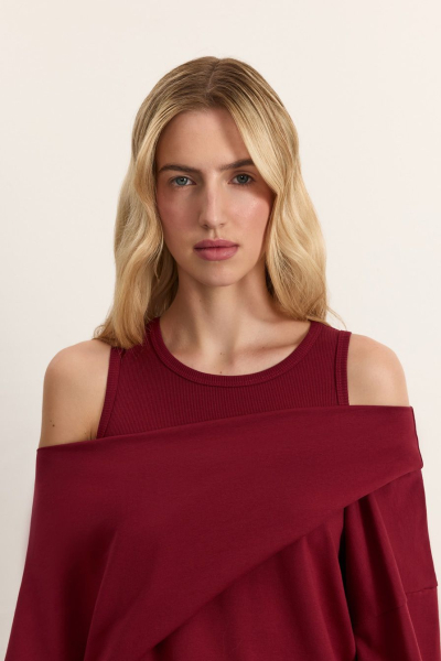 Свитшот из смесового хлопка TOPTOP, цвет: Бордовый, TTS.053.17161.330.05425 купить онлайн