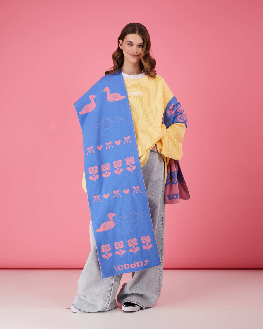 Двухсторонний шарф голубо-розовый