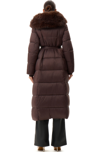 Пуховик длинный с поясом SODAMODA, цвет: коричневый, 15956 купить онлайн